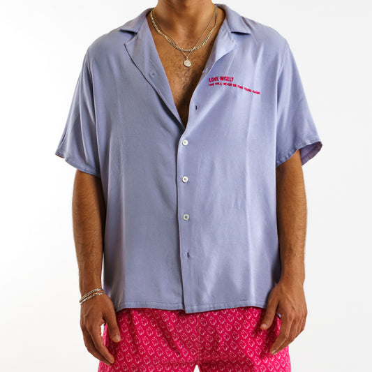 Purple Button Short Sleeve Shirt